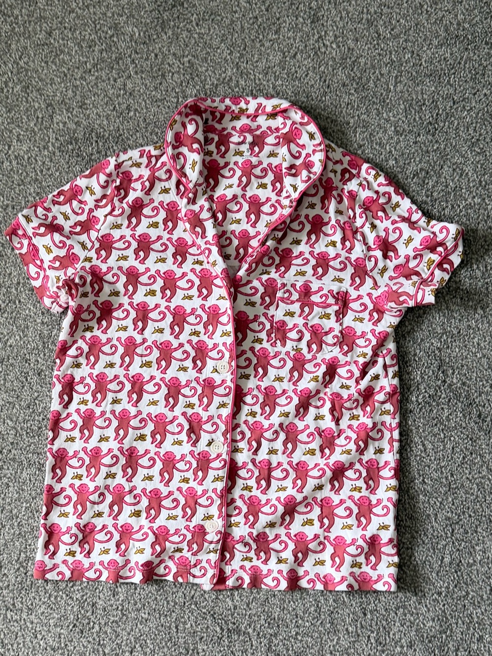 Roller Rabbit Pink Monkey Print Short Sleeve PJ shirt